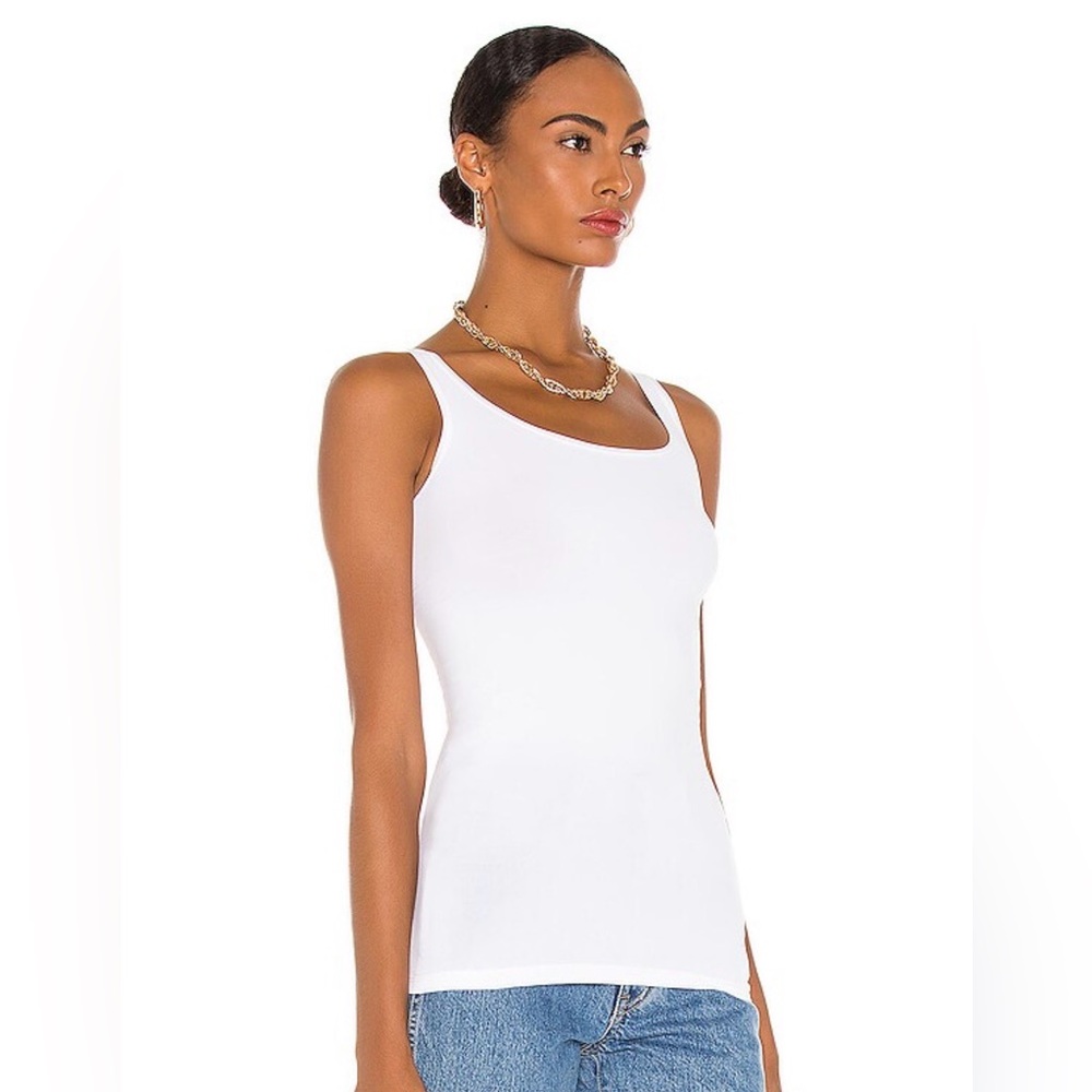 Theory Len Tubular Tank in White Sleeveless Bodysuit - Picture 2 of 2